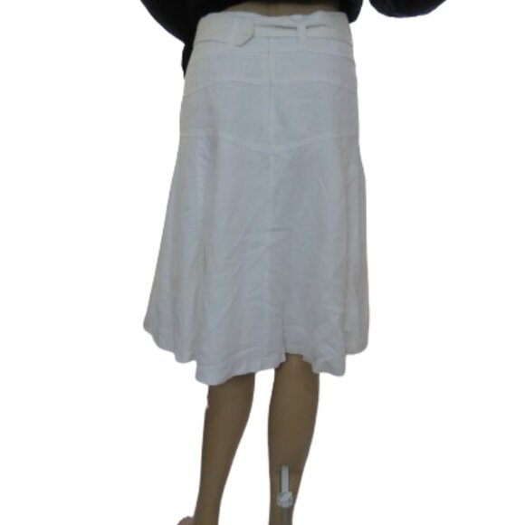 Zara Woman White Linen Midi Skirt with Belt - Picture 6 of 7